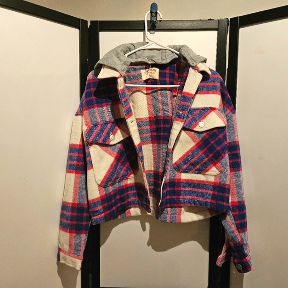 Miss Posh Outerwear Crop Jacket Purple & Blue - Picture 1 of 8